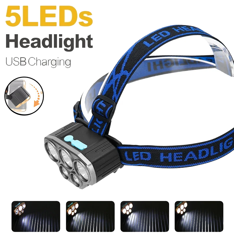 Rechargeable 5 LED Headlight U - Outdoor Power Head 评论和价格