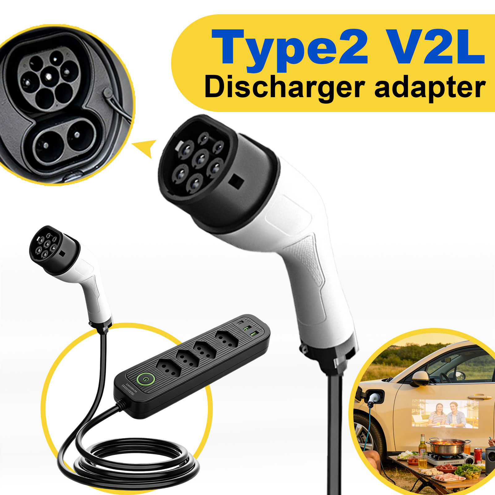 Type2 V2L Discharge Adapter 16 - Outdoor Power Socket 评论和价格